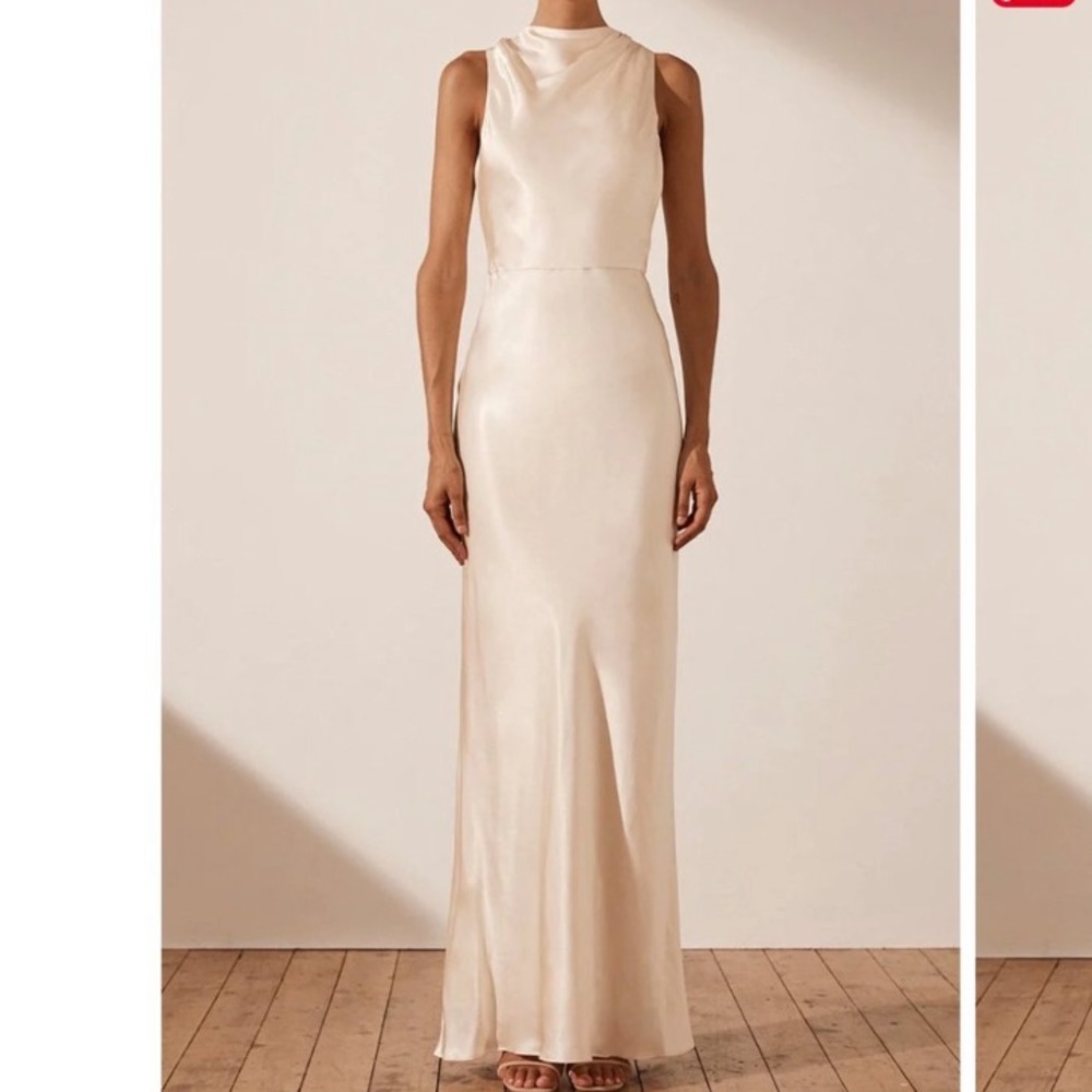 Shona Joy, LA LUNE HIGH NECK MAXI DRESS - CREAM, Size 10